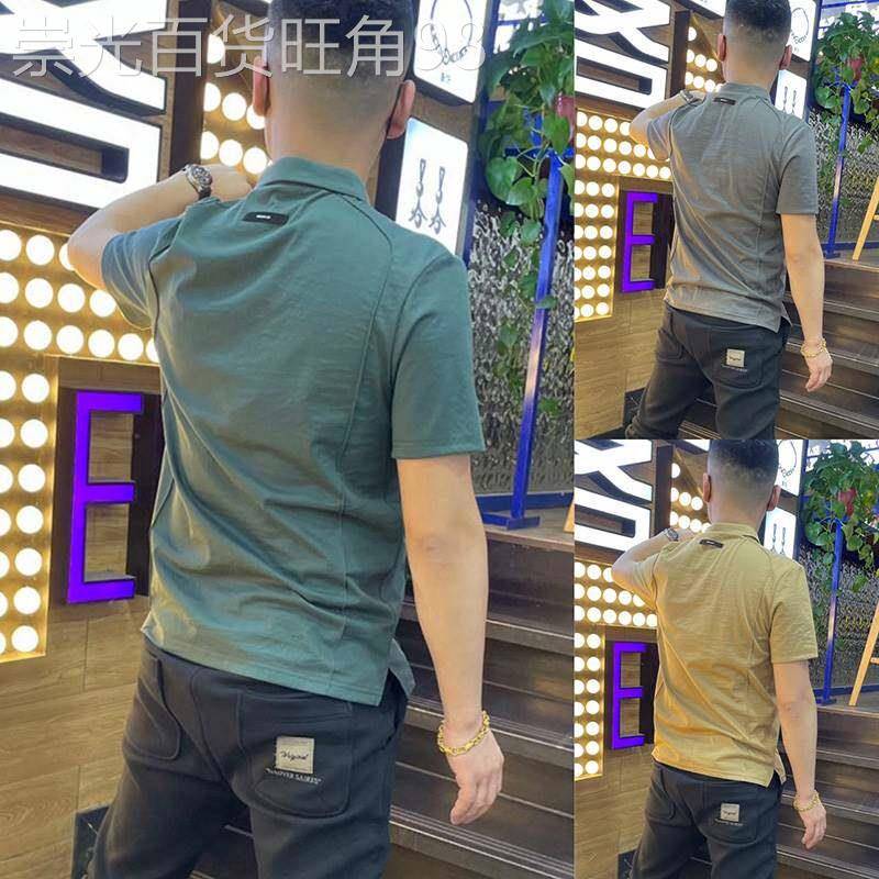 棉麻POLO衫男短袖夏季潮牌修身纯色翻领t恤男士百搭休闲半袖上衣