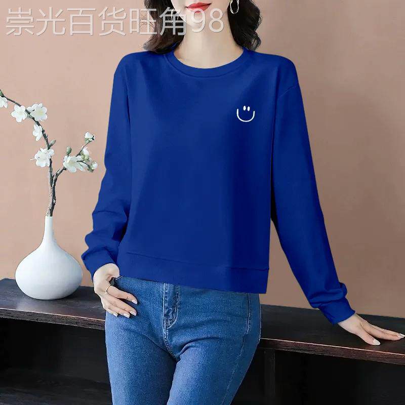 简约纯色卫衣女秋季2026新款宽松显瘦圆领套头外套短款长袖上衣潮