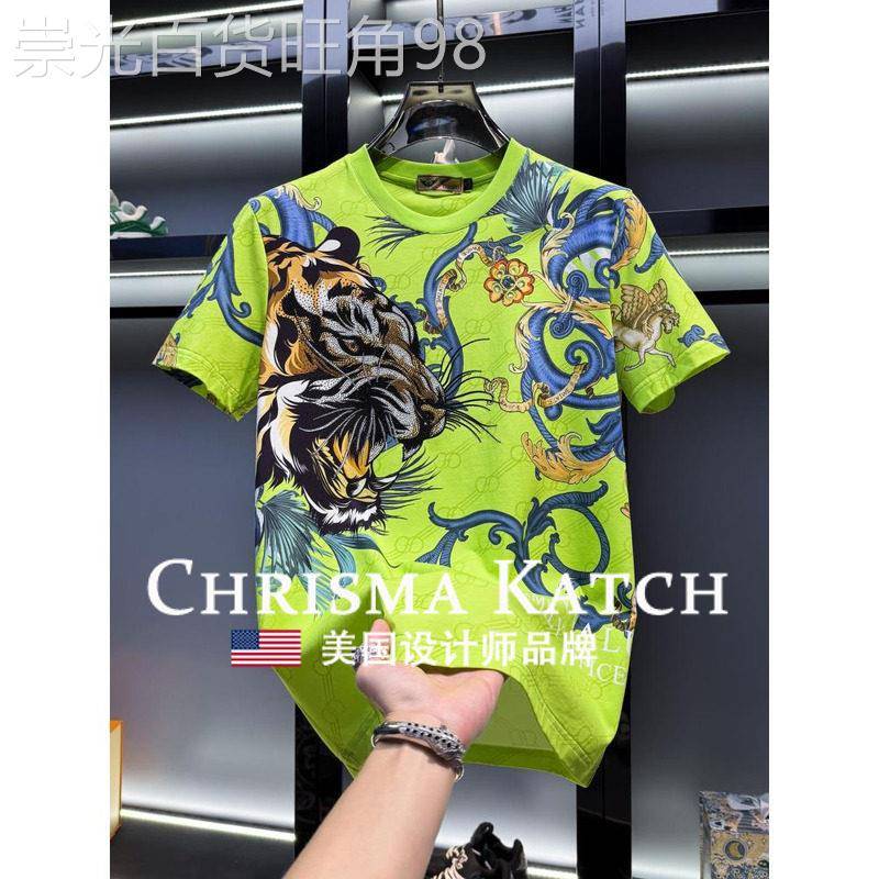 出口美国⭐Chrisma Katch~印花圆领短袖潮牌新款夏季时尚薄款半袖