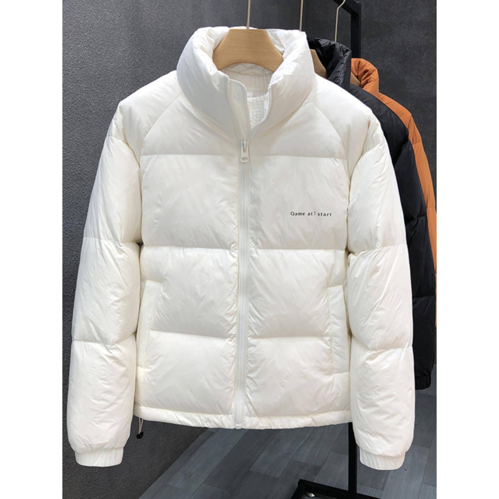 高端白鸭羽绒服男士时尚品牌白色增厚夹克2025新款冬季纯色男士面