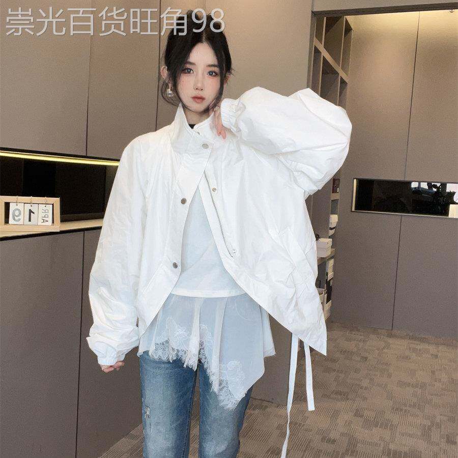 设计感立领短外套女2026春夏新款前长后短宽松显瘦纯色廓形夹克潮