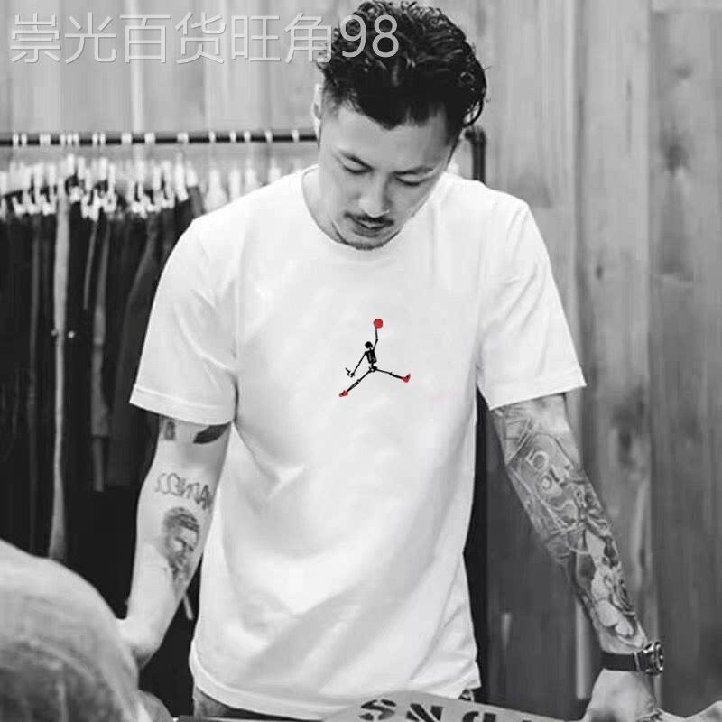香港潮牌余文乐港风短袖男ins潮宽松大码夏季纯棉t恤圆领半袖体恤