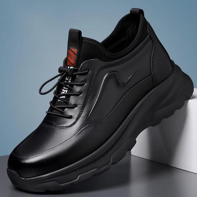 真皮男鞋2025新款秋冬季加绒保暖隐形内增高皮鞋商务正装休闲鞋子