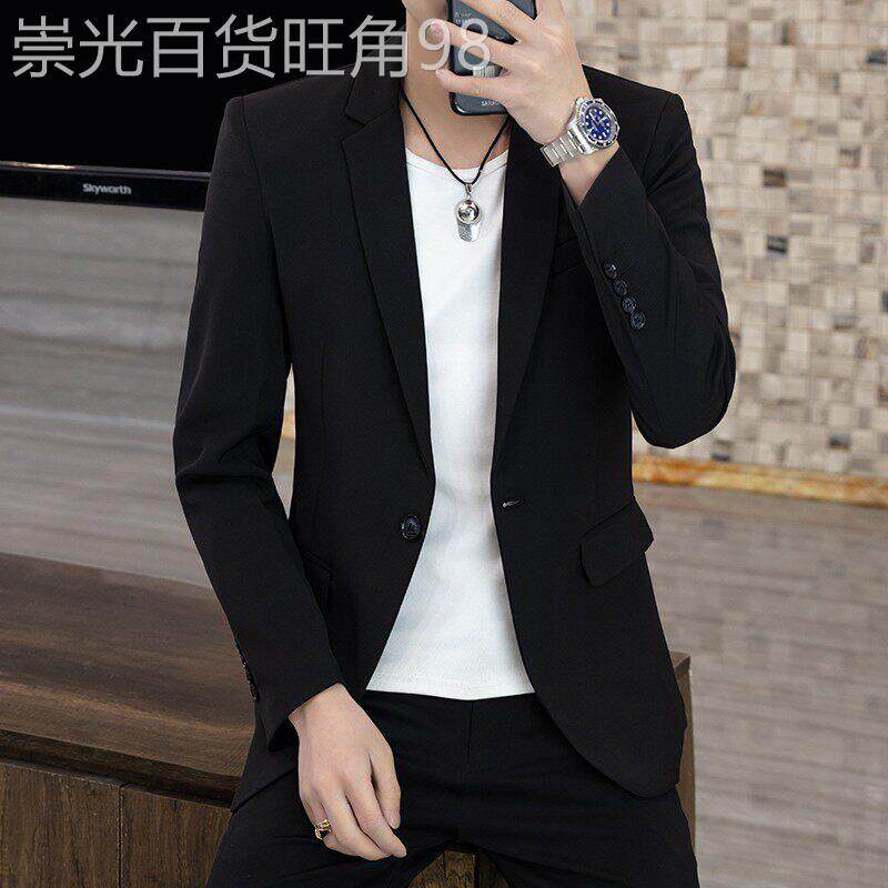 MK西装外套男春秋季单排扣商务休闲大码黑色单西高级感男士西服