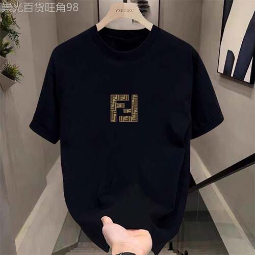 MK100%纯棉圆领短袖t恤男夏季高端时尚印花潮牌薄款黑色男士上衣