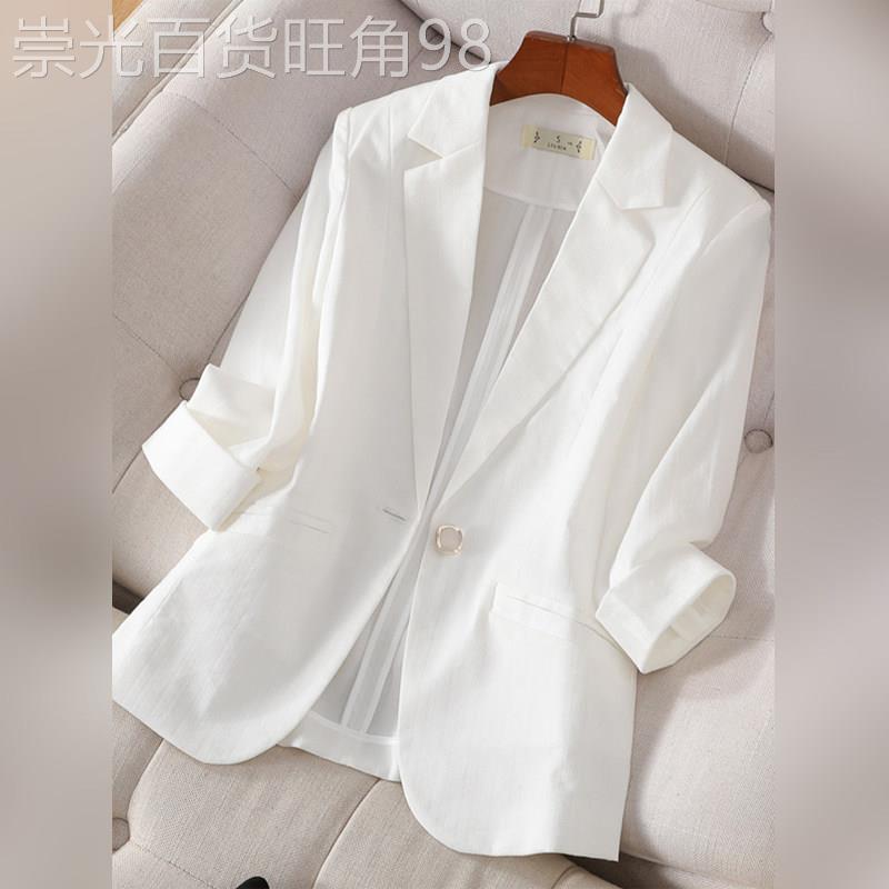 潮牌亚麻小西装外套女士2026夏季新款薄款空调衫高级防晒衣西服女