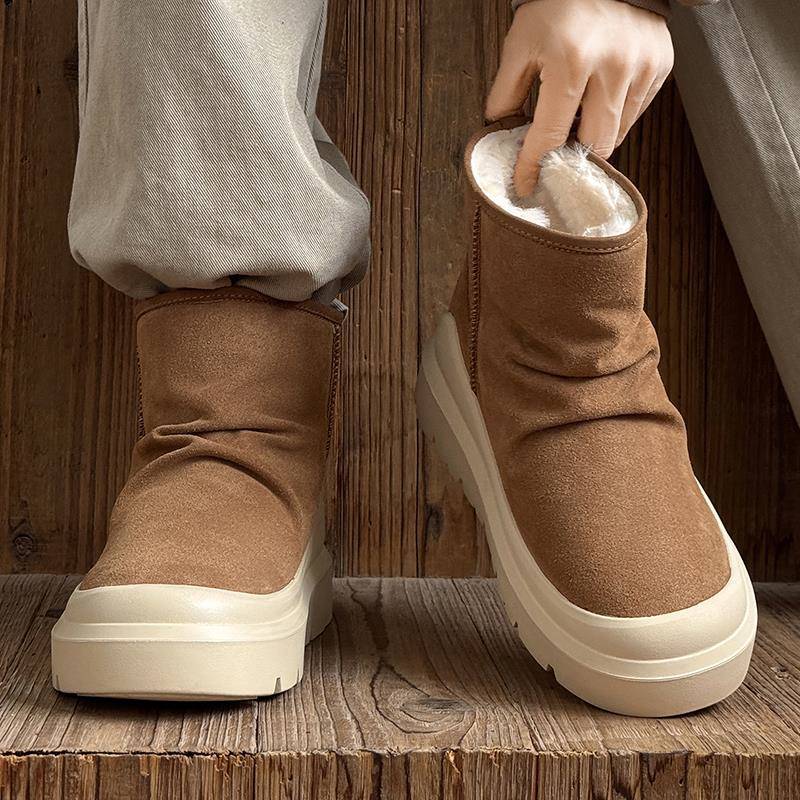 【老派棉鞋】麂皮绒面雪地靴冬季情侣款厚底短靴一脚蹬保暖马丁靴