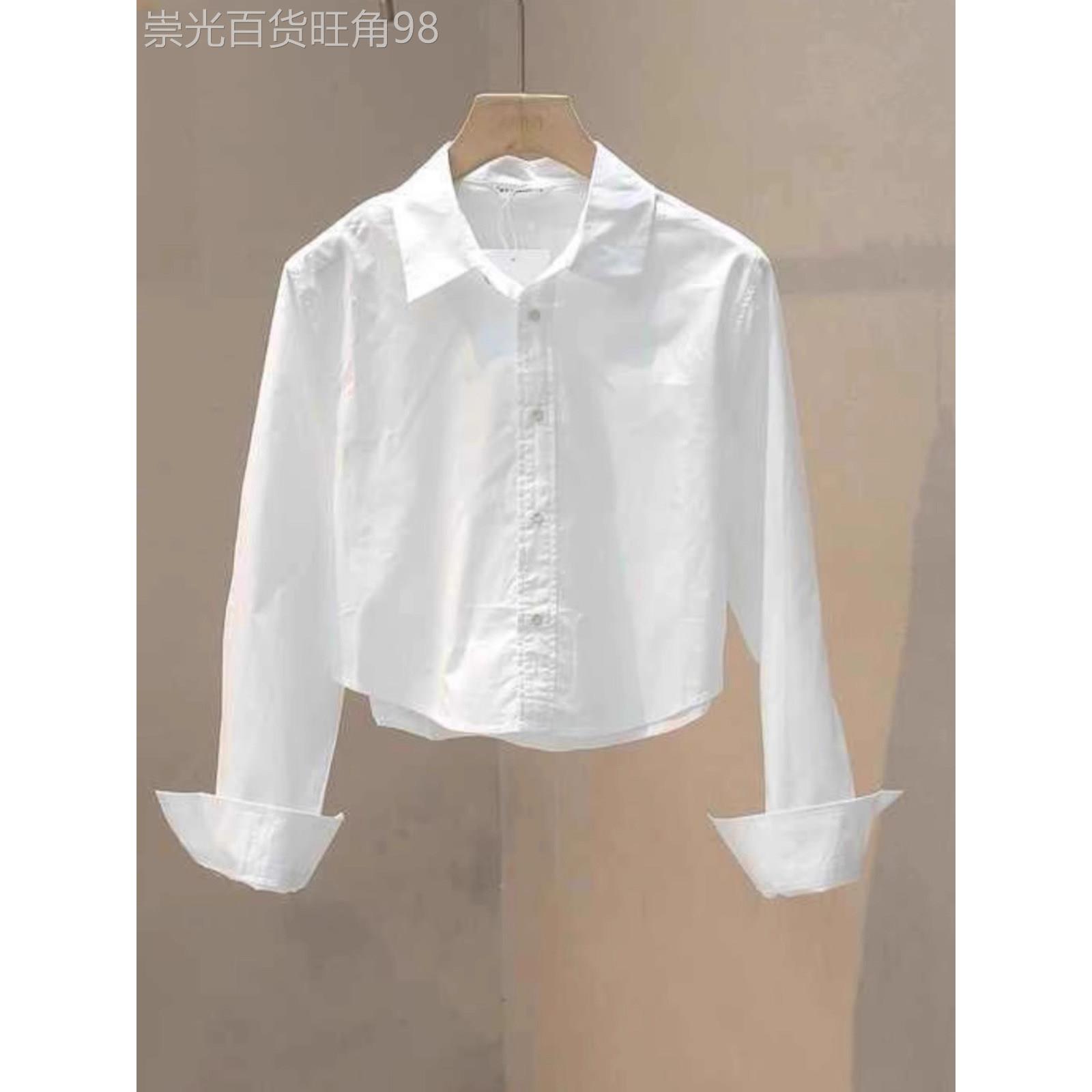白色衬衫女长袖春秋2025新款韩版短款设计感小众休闲衬衣上衣