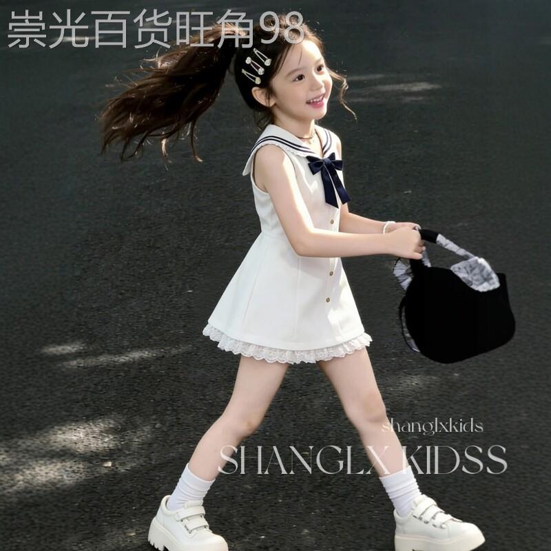 法国BADNUT女童连衣裙夏季2026新款中大童海军领儿童学院风衬衫裙