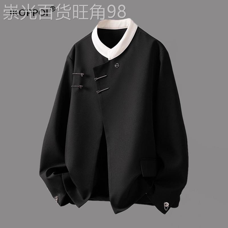高端新中式国风立领中山装高级感结婚西装外套春季盘扣休闲夹克潮