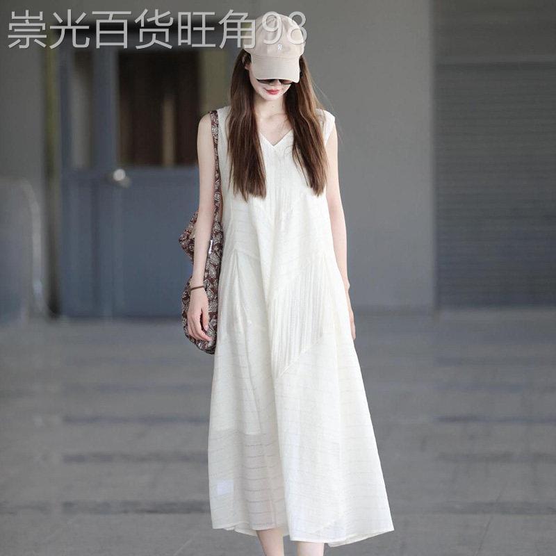 法式气质白色无袖洋装女2025夏季新款高级感超好看休闲背心裙子