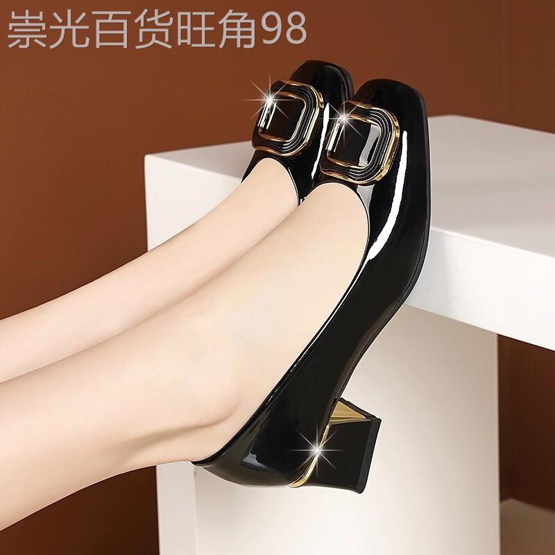 中跟时尚粗跟高跟鞋女2026年春夏季新款软底浅口不累脚职业单鞋子