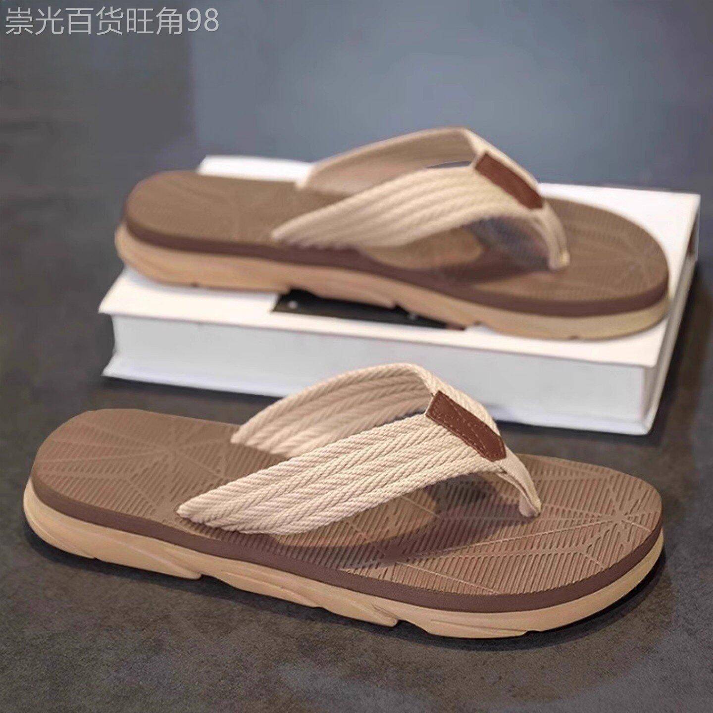 日式拖鞋男士2026夏季新款人字拖外穿防滑男式布带夹脚沙滩凉拖男图片