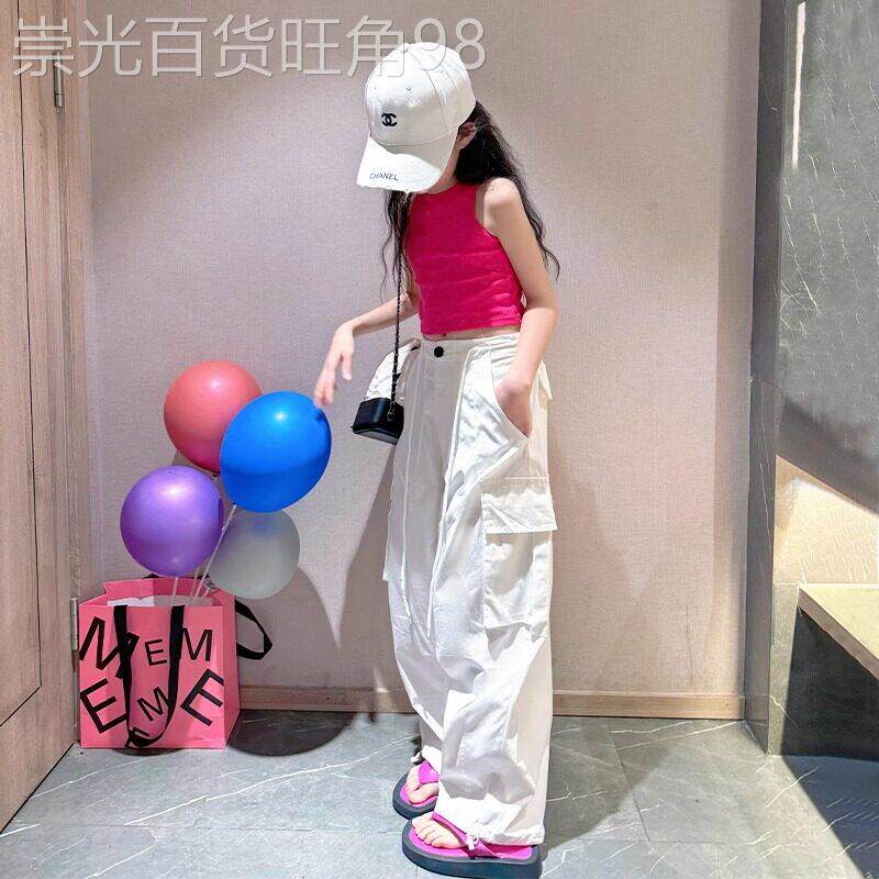 法国Uamtor女童裤子夏季白色工装裤2026新款儿童速干裤子薄款图片