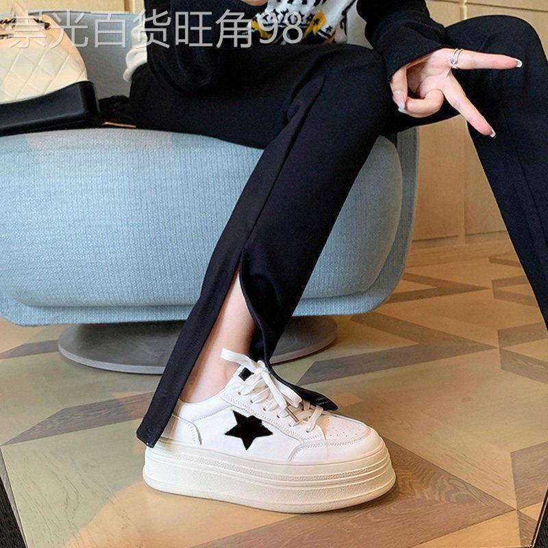 香港星星小白鞋女2026春季新款小个子松糕厚底增高板鞋百搭运动鞋