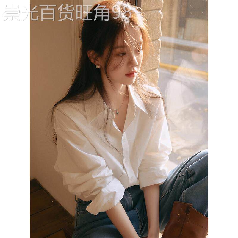 法式轻奢通勤白色衬衫女2026春秋季新款很仙的上衣高级感宽松衬衣