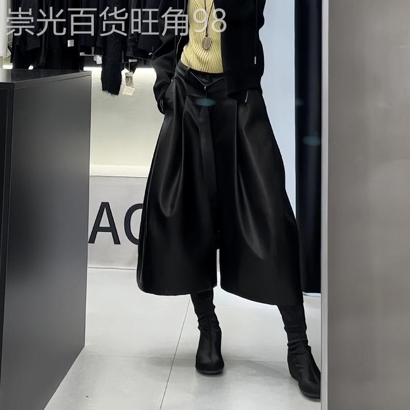 黑色皮裤女2026春季流行爆款高腰显瘦时尚高级感气质宽松阔腿裤子