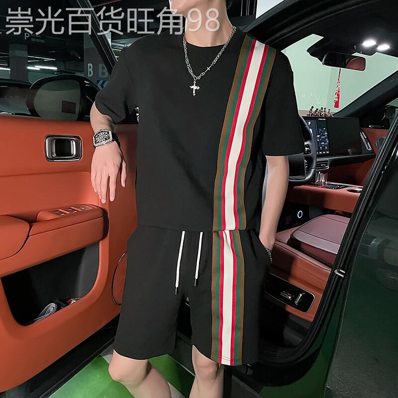 男士时尚短袖POLO衫套装休闲商务夏季男装搭配一套痞帅气休闲短裤