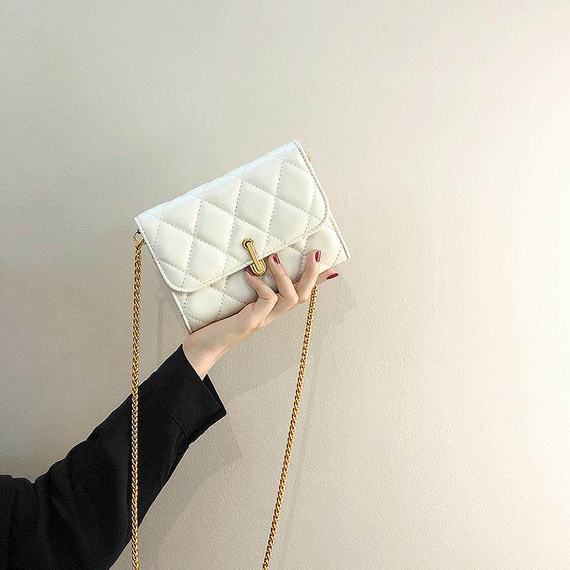 法国MK菱格小方包女2024新款高级感真皮链条包小众百搭单肩斜挎包