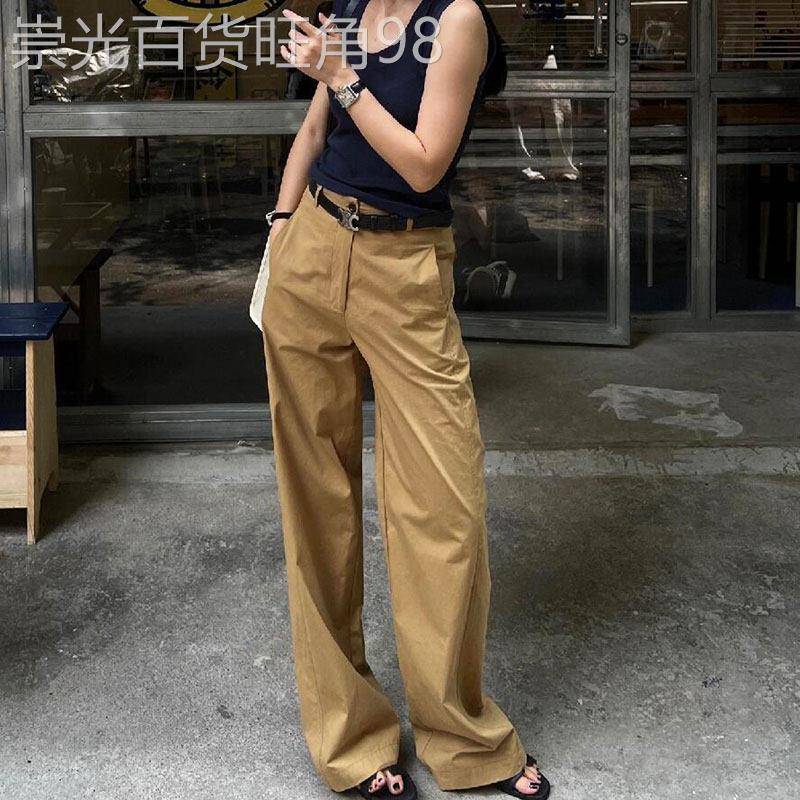 卡其色阔腿裤女2025新款爆款气质复古百搭简约时尚高腰显瘦休闲裤