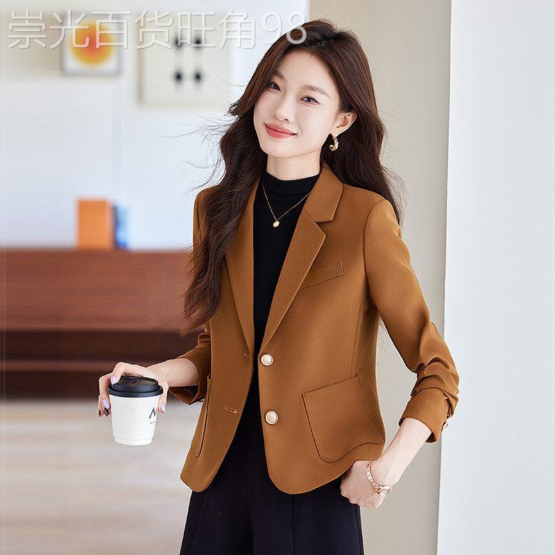 卡其色西装外套女春秋2026年新款短款小个子休闲时尚高端西服上衣
