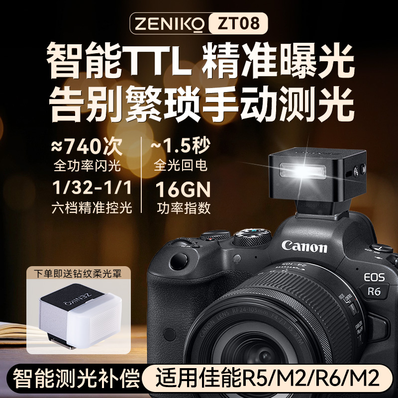 佳能R62专用ttl闪光灯适用佳能Eos R6 mark2II相机顶热靴闪光灯佳能r52/R5全自动测光曝光户外拍照人像摄影灯