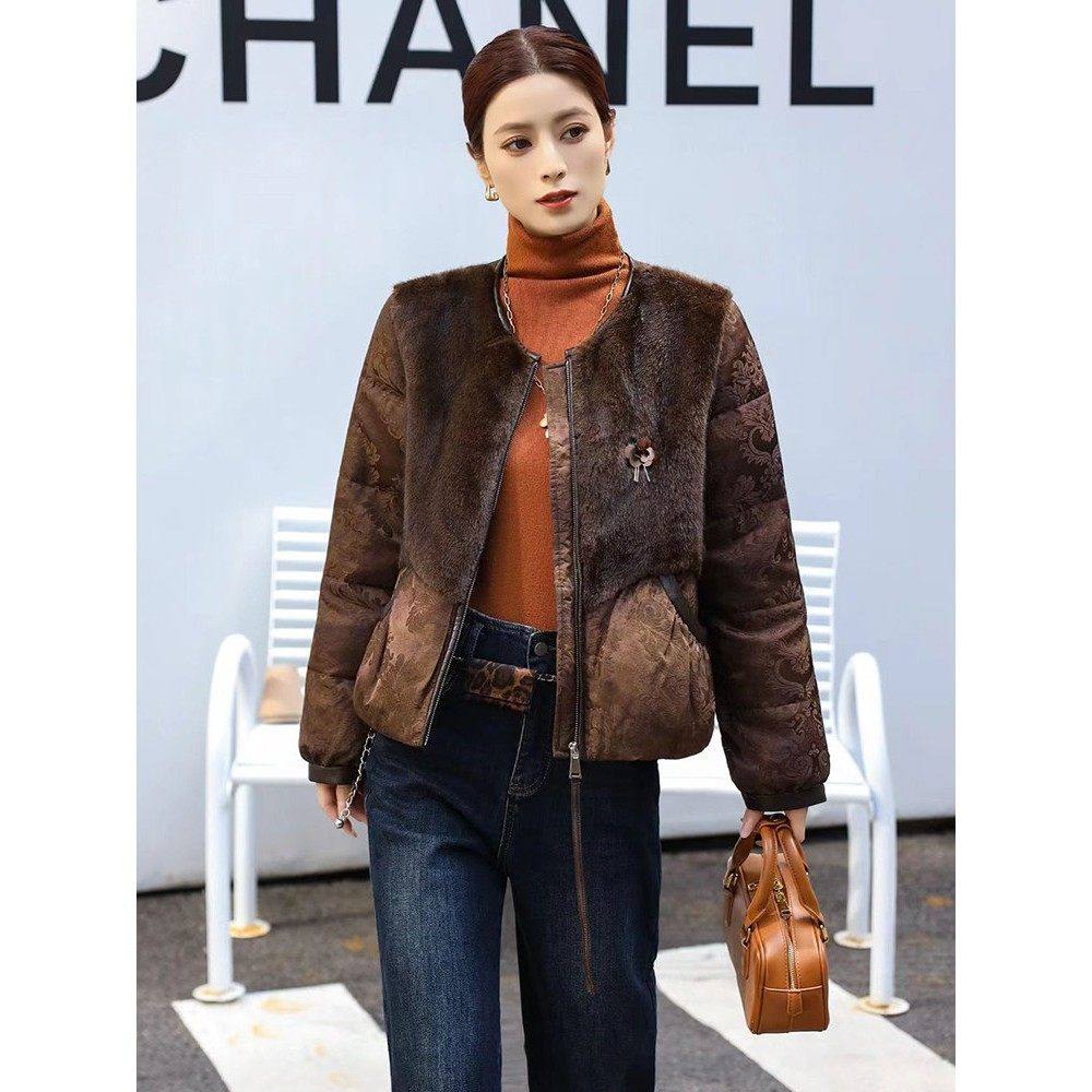 新款香云纱皮毛一体拼接水貂毛短款羽绒棉服女保暖外套,女装/女士精品,棉衣/棉服,淘宝优惠券,粉丝福利购,淘宝优惠卷