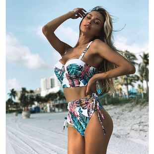 Women Swimsuit Vintage Retro Bathing Suit High Waist Swimwea