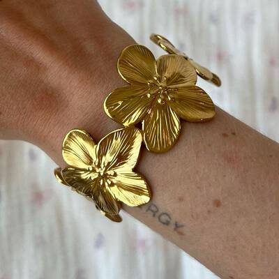 exaggerate Fashion Flower Open Bracelet Flower Women bangle