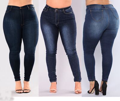 fat women plus size jeans for ladies denim pants大码牛仔裤