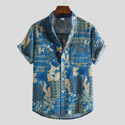 Sunflower print Hawaii Men Shirt Beach Shirt Holiday Party