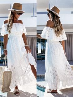 dress dresses Lace 蕾丝裙 beach Long shoulder sexy word