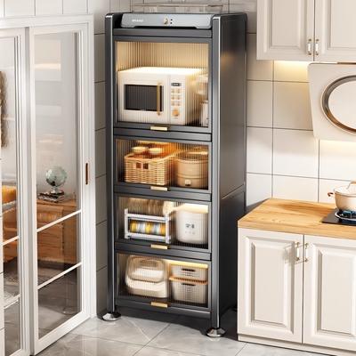 2025新款厨房碗柜落地多层置物架收纳柜储物柜多功能橱柜锅架夹缝