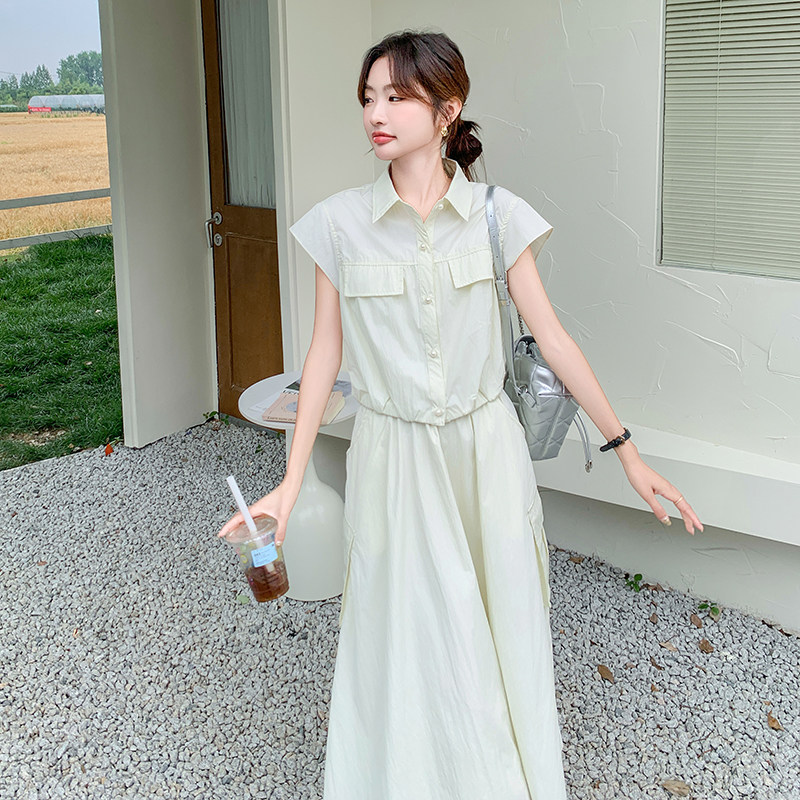 休闲工装女夏潮炸街2025新款洋气时尚减龄衬衫裙,女装半身裙,浙宝222（原006）