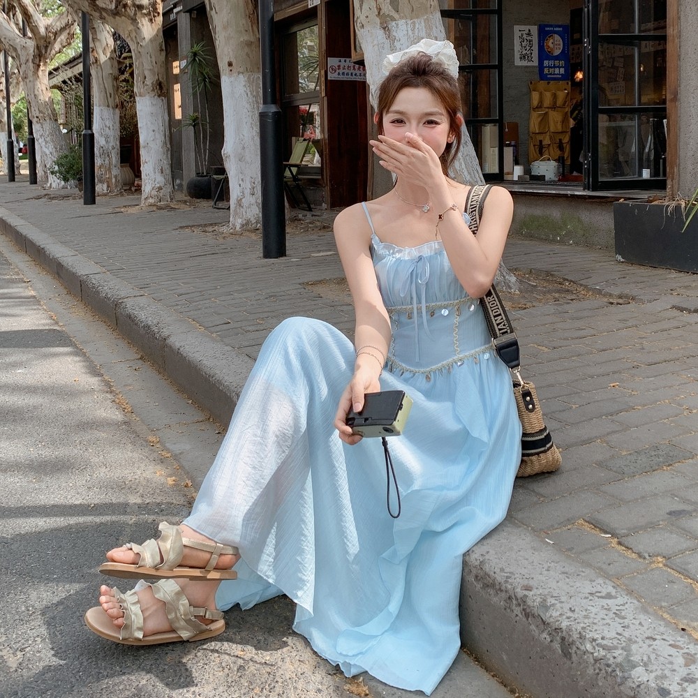 6751蓝色仙女吊带裙222-P115-K168,女装连衣裙,浙宝222（原006）