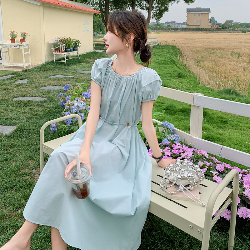 超好看夏日绝美蓝色连衣裙女2025新款气质独特漂亮海边度假风长裙,女装连衣裙,浙宝222（原006）