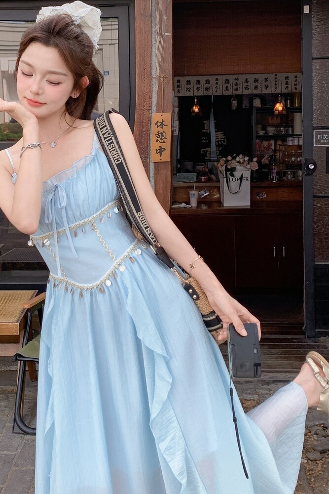 6751蓝色仙女吊带裙222-P115-K168,女装连衣裙,浙宝222（原006）
