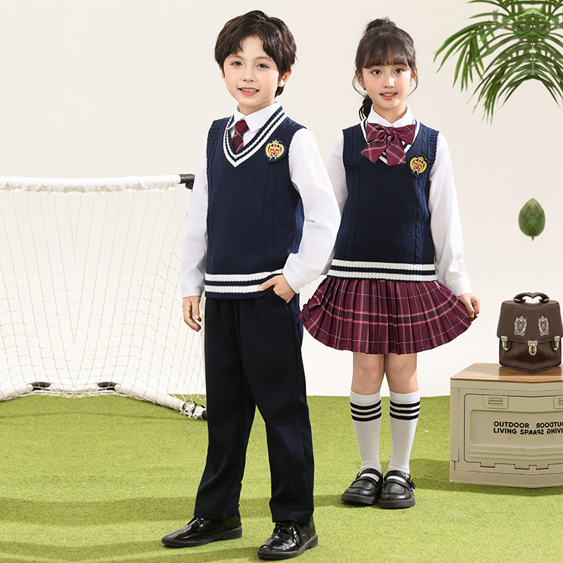 小学生校服合唱服儿童英伦风班服幼儿园诗朗诵学院风背心三件套装