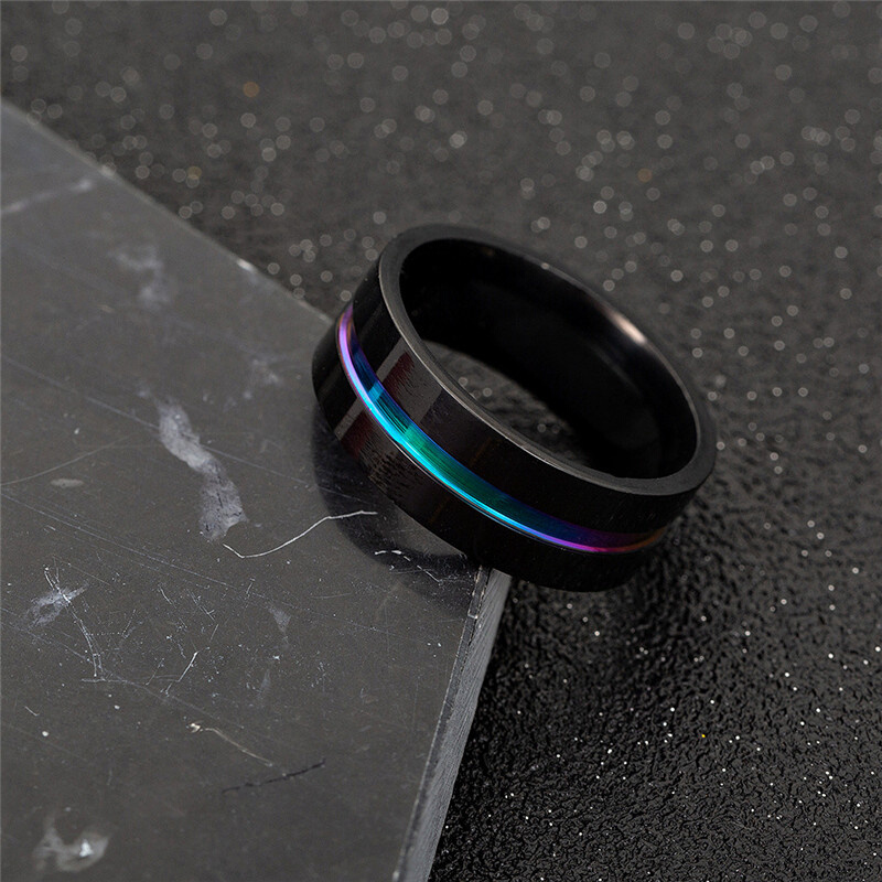 titanium steel rings men rose gold simple ring for women