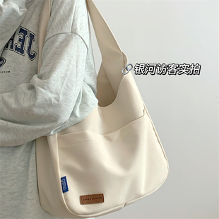 ins纯色简约设计感百搭包包手拎包 大学生上课单肩包大容量托特包