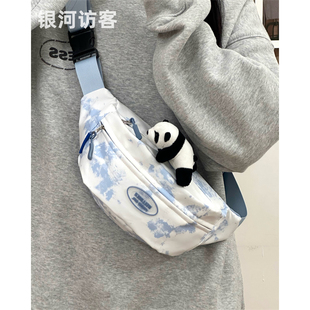 日系ins小眾扎染斜挎包女韓版 夏天學(xué)生百搭輕便胸包少女休閑包包