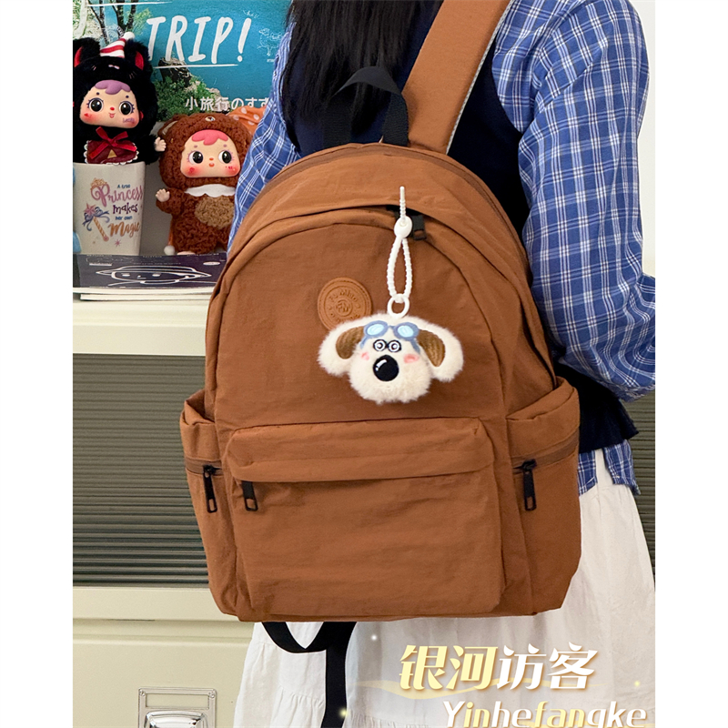 日系ins户外轻便书包女复古百搭学生双肩包休闲通勤旅行电脑背包