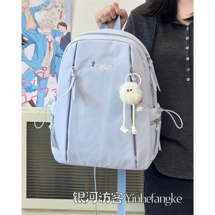 ins风简约休闲通勤高中大学生双肩包女14寸电脑书包轻便旅行背包