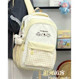 小清新可爱格子书包女高中生初中生百搭学院大容量双肩包电脑背包