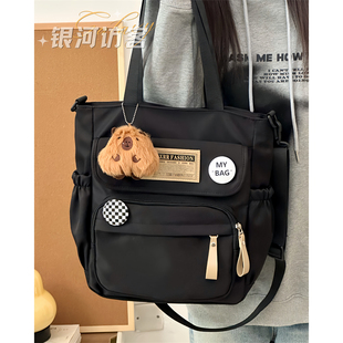 休闲通勤斜挎包男学生手提补习袋 韩版 日系工装 复古百搭单肩包女