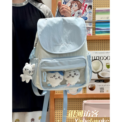 二次元休闲可爱撞色透明书包10cm娃包痛包百搭轻便学生上课双肩包