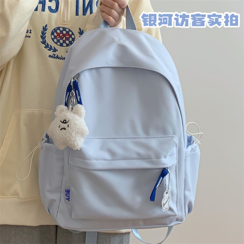 少女书包纯色双肩包女