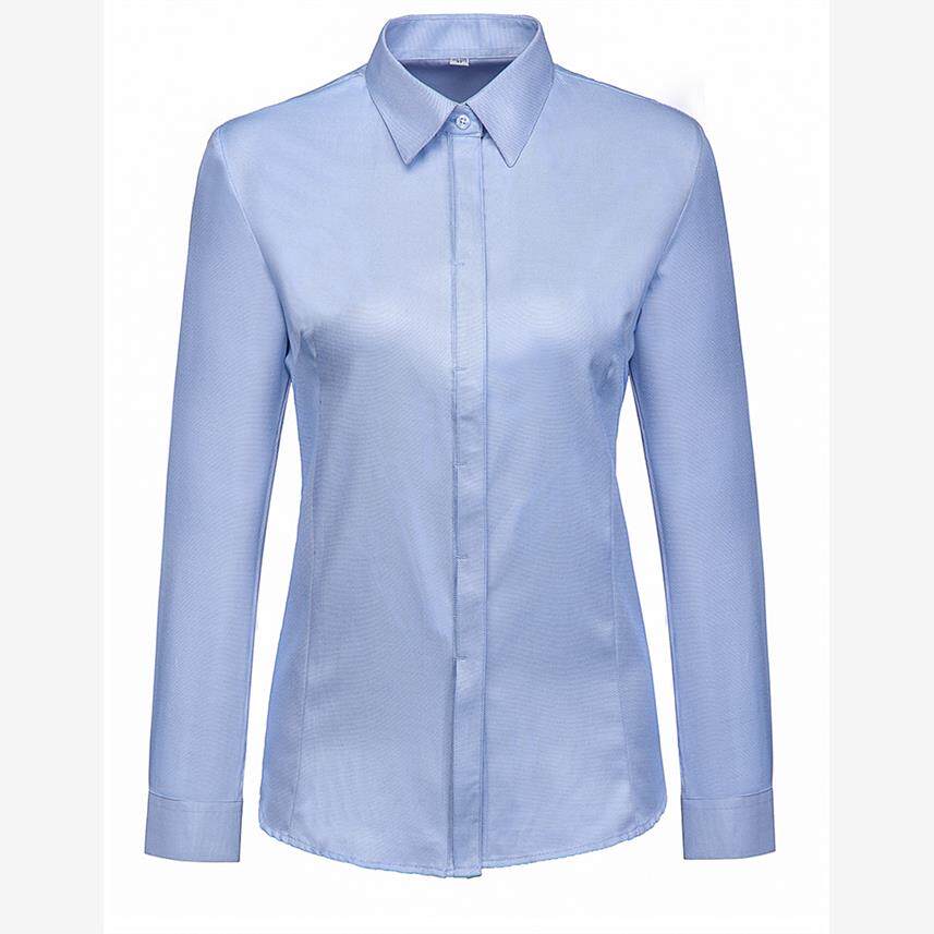 业农工作服女蓝色长衬衫