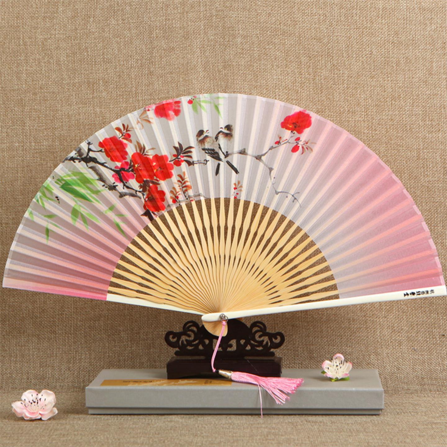 丝艺堂中国风樱花绢扇女式古风30