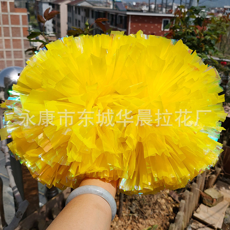 彩虹七彩亚光拉拉花球啦啦队手拿花舞蹈演出道具广场跳舞手柄摇花